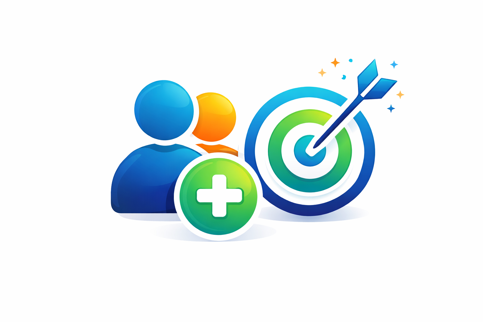 customer acquisition icon with target audience user icon and lead generation symbol representing business growth strategy