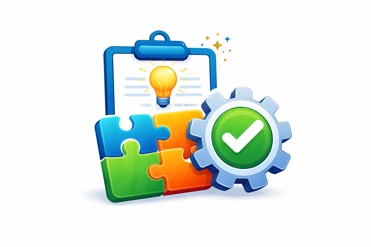 digital marketing strategy planning icon with puzzle, gear and idea concept
